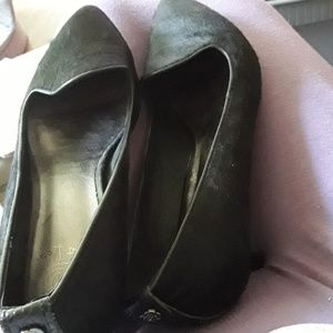 black kitten heels, calf hair pumps